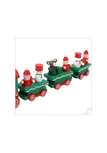 Yılbaşı Dekorasyonu, Ahşap Tren Seti - 22 Cm
