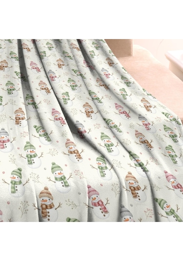 Noel Desenli 60x80 İnç Polar Battaniye, Yumuşak, Hafif Ve Kalın, Erkek, Kadın Ve Çocuk İçin Noel Kar Tanrısı Eşarp