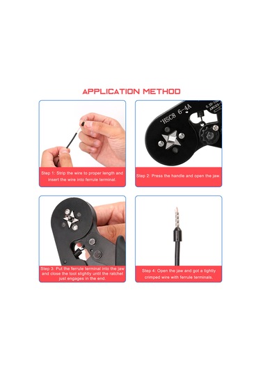 Padalink Manuel Makyajlı Pres Aleti 0.25-10mm² Awg23-7 - Mavi-kırmızı, 1200 Adet Terminal Kutusuyla Yüksek Dayanımlı Çelikten Yapılmış