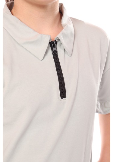 Toontoy Kız Çocuk Yakalı Fermuar Detaylı Perfect Fit Baskılı Elbise Yeşil