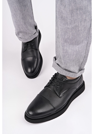 Muggo Marcel Garantili Erkek Günlük Klasik Hakiki Deri Casual Ayakkabı Siyah
