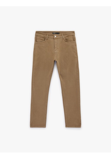 Koton Pamuklu Cepli Düğmeli Regular Fit Pantolon Bej 6sam40022nw Ekru