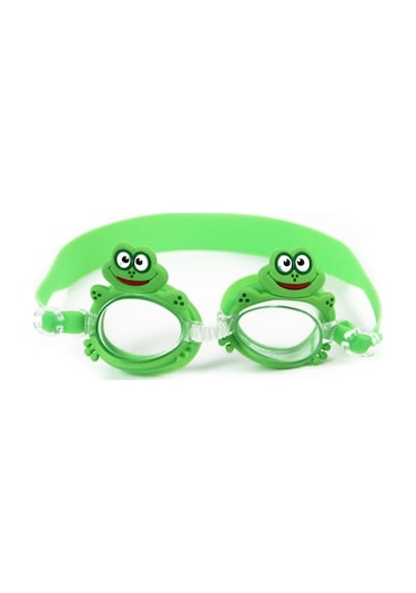 Karikatür Su Geçirmez Anti-Sis Yüksek Çözünürlüklü Çocuk Yüzme Gözlükleri Yeşil Kurbağa Çok Renkli
