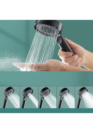 Banyo Keyfi İçin Tasarruflu 5mod Masaj Etkili Siyah Duş Başlığı Diğer
