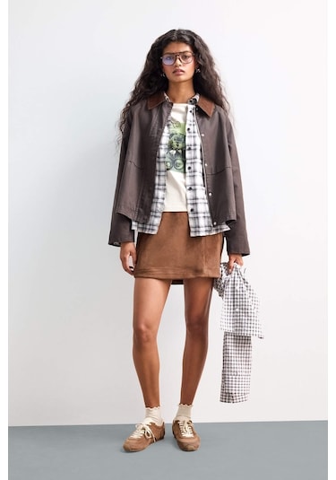 Defacto A Kesim Normal Bel Mini Süet Etek G0848ax25aubn173 Kahve