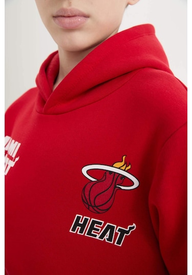 DeFacto Erkek Çocuk NBA Miami Heat Kapüşonlu Sweatshirt D8002A824WNRD70