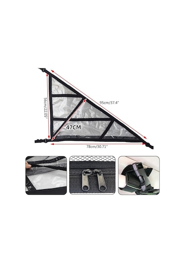 Cbtx Suv Tavan Saklama Ağı Araba Çatı Mesh Saklama Çantası 3 Saplı Modellere Uygun, Özellikler: Şeffaf Pvc+takviye Dokuma