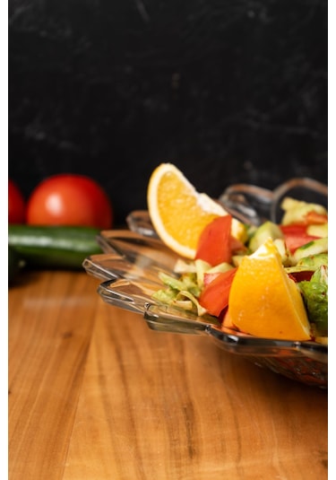 Mest Çiçek Model Cam Salata Kasesi - Sofralarınıza Estetik Dokunuş Çok Renkli