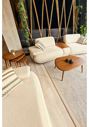 Fawdecor Amorphous Orta Sehpa Ve 3'lü Zigon Sehpa Seti Ceviz