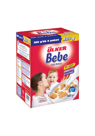 Ülker Bebe Sütlü 4+ Ay Bebe Bisküvisi 800 G