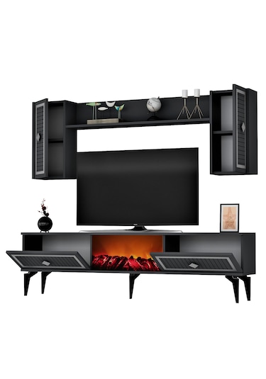 Nil Şömineli Tv Ünitesi Antrasit-gümüş