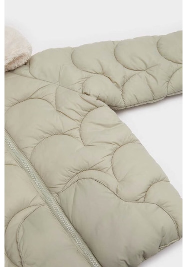 Defacto Rüzgar Geçirmez Su Geçirmez Kapüşonlu Fermuarlı Yeşil Kız Bebek Mont E7951a5/gn270 Yeşil