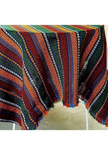 Coton Şark Köşesi Kilimi Otantik Kilim Masa Örtüsü Saçaklı Şal