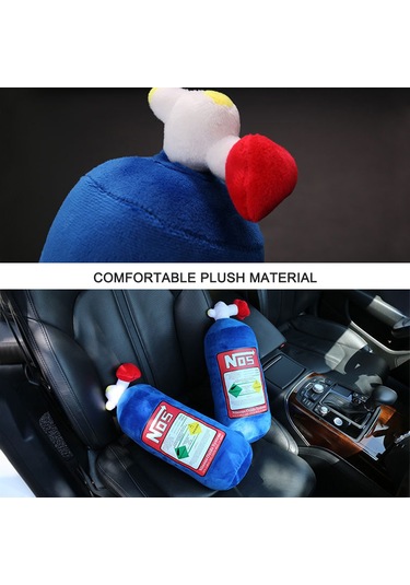 Samdoo Araba İçin Mavi Tüylü Bel Ve Baş Yastığı, Taşınabilir Ve Rahat