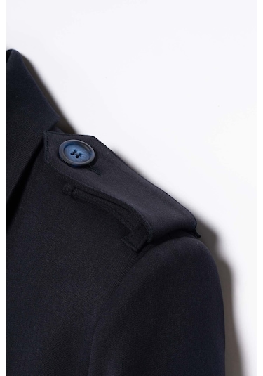 Kadın Lacivert Apolet Detaylı Crop Blazer Lacivert