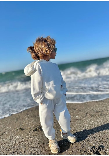 Yeni Sezon Petek /waffle Kumaş Oversize Kapüşonlu Alt Üst Eşofman Takımı Beyaz Renk