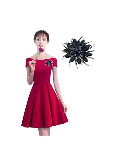 Kadın Gelinler İçin Çiçek Broş Pin Kristal Broş Mavi Oluşturuldu Siyah