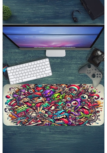 Gaming Oyuncu Xl Mouse Pad Kaydırmaz Dikişli 80 30 Cm Mousepad 43