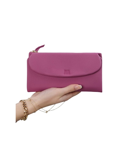 Mft Leather Hakiki Deri Kadın Cüzdan Beauty 3467 Flother Mat Pembe