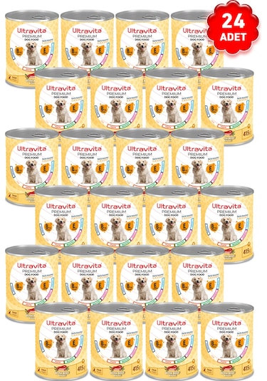 Ultravita Premium Yüksek Proteinli Sığır Konserve Yetişkin Köpek Maması 24 x 415 G