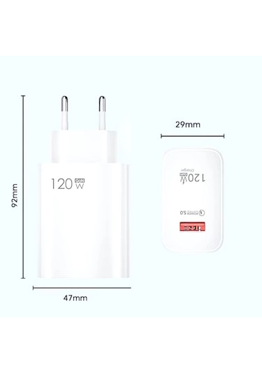Durukar 120w Usb Hızlı Type C Uçlu Kablolu Şarj Aleti