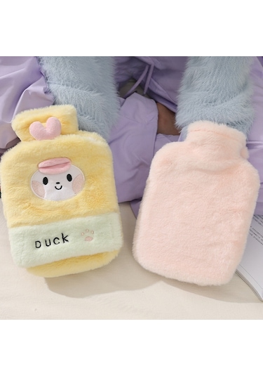 1l Sıcak Su Torbası Çift Eller Peluş Sevimli El Isıtıcı, Stil: Siyah Beyaz Köpek Yavrusu