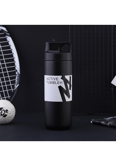 Xiyyadms Siyah Paslanmaz Çelik Vakum Matara 550ml - Uzun Süreli Isı Saklama, İki Yollu İçecek Alma, İç/dis Paslanmaz Çelik, Terdirençli Tasarım Siyah