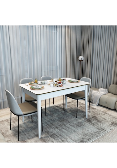 Nur Mobilya Mdf Mutfak Masası Beyaz