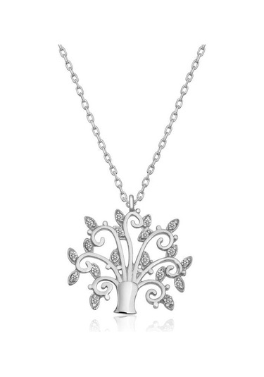 Himarry 925 Ayar Gümüş Hayat Ağacı Kadın Gümüş Kolye Beyaz