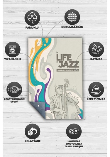Homshtag Hayatta Ve Cazda Yanlış Nota Yok Çok Renkli Müzik Halısı Çok Renkli