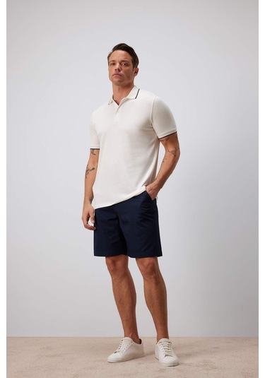 Defacto %100 Pamuk Regular Fit Gabardin Bermuda Şort C7684ax25spnv135 Lacivert
