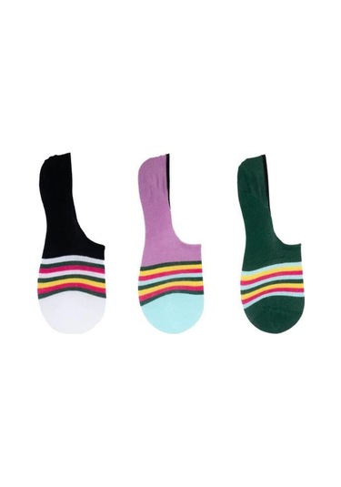 The Socks Company 160p 3 Çift Desenli Kadın Görünmez Çorap Çok Renkli