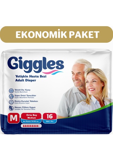 Giggles Yetişkin Bel Bağlamalı Hasta Bezi Medium 2 x 8'Li