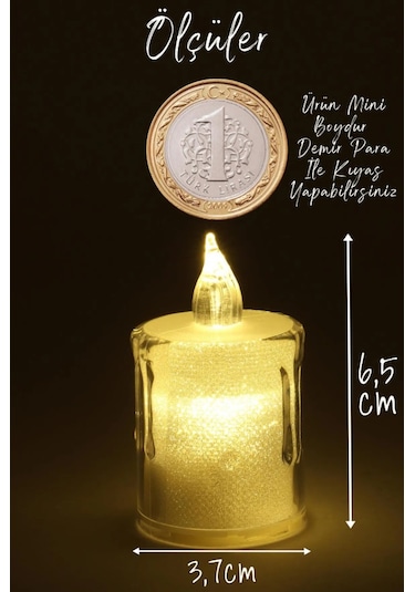4 Adet Eriyen Mini Led Mum Seti Pilli Dumansız Alevli Ledli Dekoratif Yapay Mum Dekor Işığı 6cm Beyaz