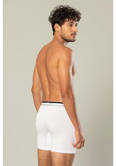 Erdem Beyaz Pamuk Elastan Uzun Boxer 1415 Beyaz