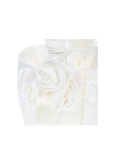 Suofeng Düğün İçin Beyaz Saten Çiçek Sepeti - Gelinik/gelin Çocuğu Taşınabilir Saçma Sepeti - 3 Saten Çiçekli Dekoratif Tasarım Ymhl-047