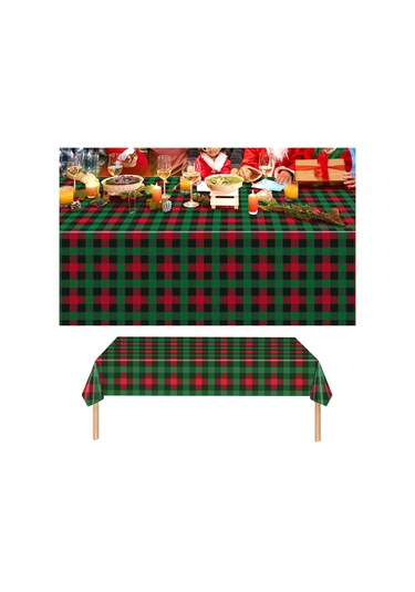 Homyl Yılbaşı Tek Kullanımlık Masa Örtüsü Tatil Su 1 Adet Küçük Kareli
