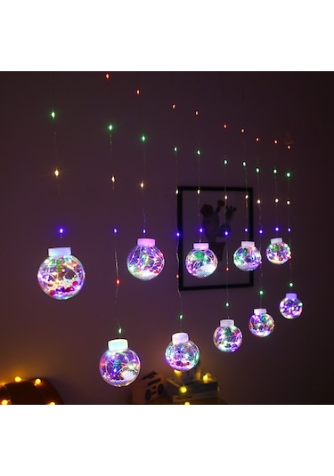 Led Bakır Tel Perde Işık Dilek Topu Noel Dekorasyonu Dize Işıklar, Rastgele Stil Teslimat, Fiş Tipi: Ab Fiş Renkli Işık