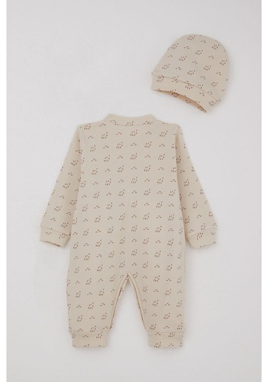 Breeze Erkek Bebek Tulum Desenli 0-6 Ay, Bej Bej