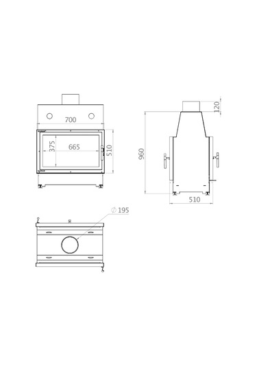 Echa Tech Tünel Çelik Şömine Haznesi Çift Yüzlü 70 X 51