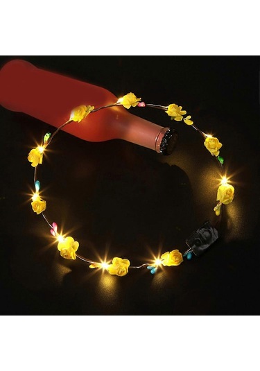 Led Çiçek Çelengi Kafa Bandı Işıklı 10 Adet Led Çiçek Başlığı Çok Renkli