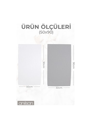 6'lı Gri-beyaz El Havlusu - 50x90 Cm, 225 Gr, %100 Pamuk, Spa Ve Otel Havlusu Beyaz - Gri