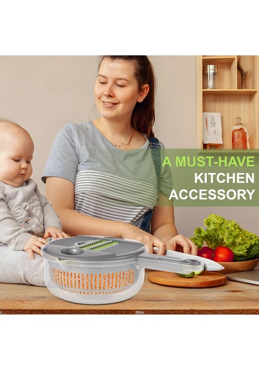 Kablı Sebze Doğrayıcı Çok Fonksiyonlu 11'ı 1 Arada Gri Gri