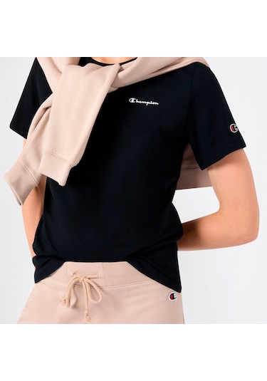Champion Ss Regular Fit Kadın Siyah T-shirt 118408 2800282