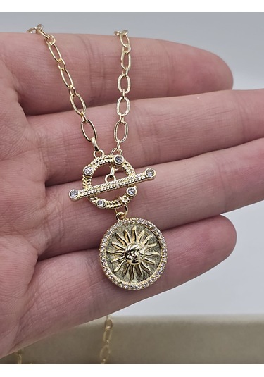 14k Mikron Altın Kaplama Miracle Güneş Önden Kilit Kolye Altın