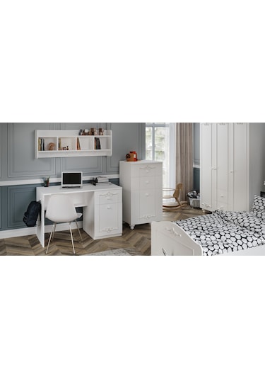 Romantic Ders Çalışma Masası %100mdf 1. Beyaz