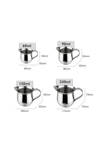 Xiyyadms Stainless Steel Süt Köpürtme Kasesi 90ml - Akıcı Döküm, Modern Tasarım, Gümüş Renk Diğer
