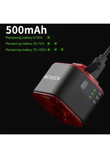 Meroca Xc02 Akıllı Işığa Duyarlı Fren İndüksiyon Arka Lambası Yastık Montajı Siyah Yastık Montajı