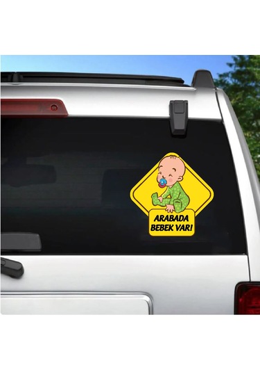 Arabada Bebek Var Sticker - Araba Oto Motosiklet Karavan Sticker - 00170 15x15 Cm