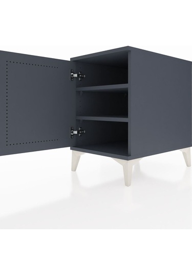 Kronos Komodin 2 Raflı Tek Kapaklı 44x59x64 Antrasit-antrasit Antrasit